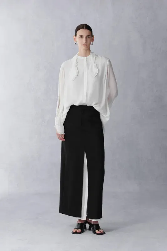 Faustine Detachable Bow Tie Blouse in Silk Georgette sold by Fabrique