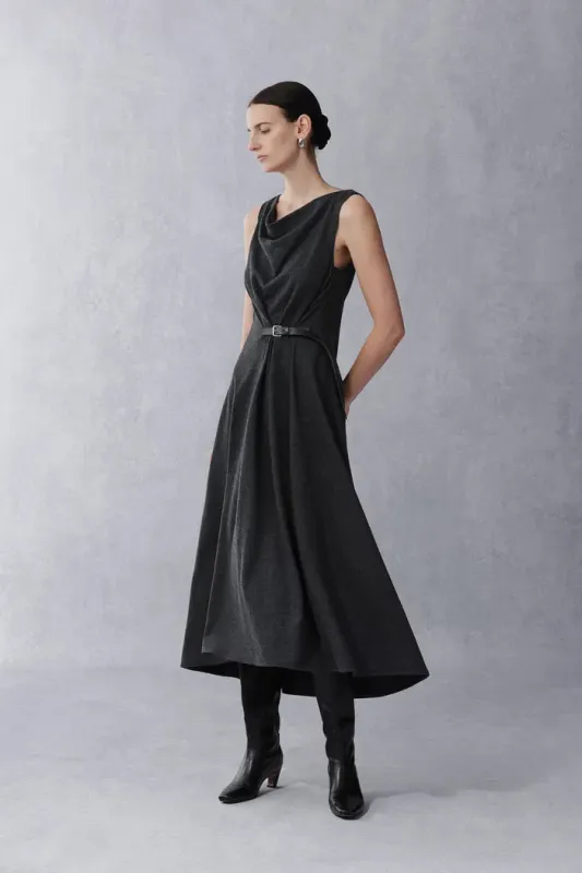 Kira Scoop Neckline Sleeveless Midi Dress in Merino Wool sold by Fabrique