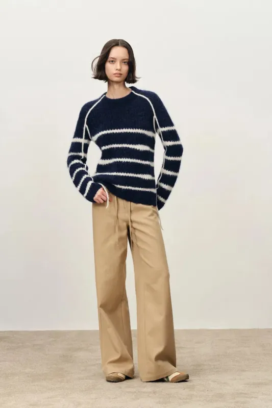 Rita Hand Painted Irregular Stripe Design Sweater in Alpaca Blend made by Fabrique