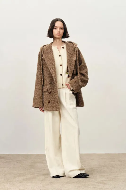 Rue Oversized Sleeve Hooded Blazer Coat in Alpaca Loop Wool sold by Fabrique