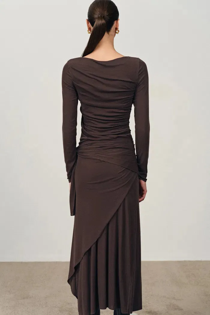 Viet Runched Pleated Long Sleeve Maxi Dress in Tencel Merino Knit sold by Fabrique product image thumbnail 2