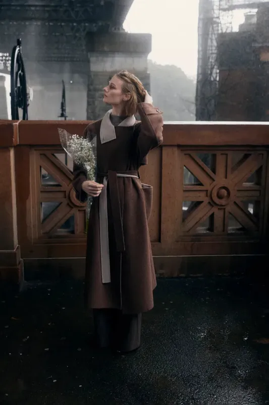 Karla Stand Collar Coat in Merino Wool sold by Fabrique