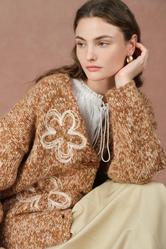 Ayanna Floral Embroidered Cardigan in Merino Wool Multi-Yarn sold by Fabrique product image thumbnail 5