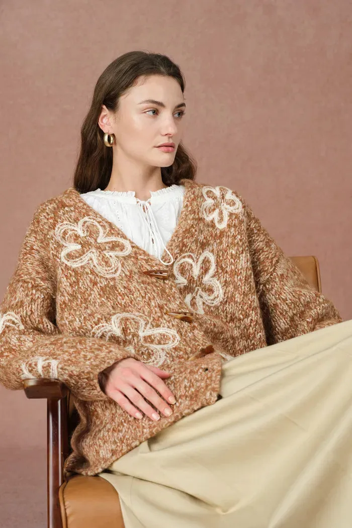 Ayanna Floral Embroidered Cardigan in Merino Wool Multi-Yarn sold by Fabrique product image thumbnail 2