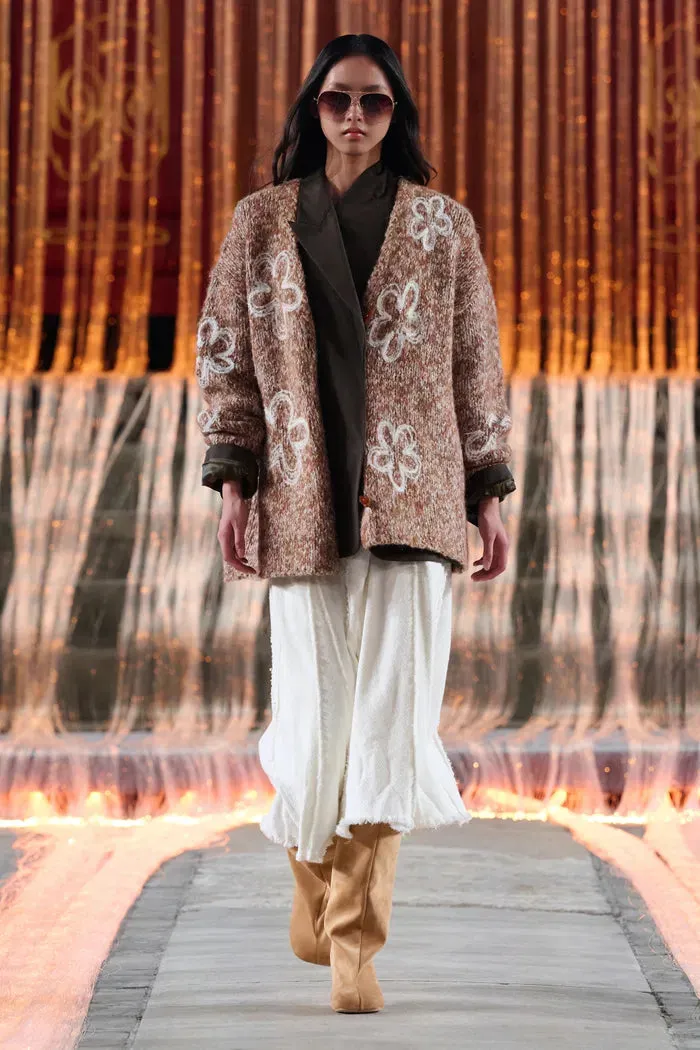 Ayanna Floral Embroidered Cardigan in Merino Wool Multi-Yarn sold by Fabrique product image thumbnail 3