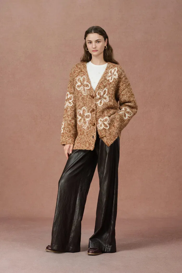 Ayanna Floral Embroidered Cardigan in Merino Wool Multi-Yarn sold by Fabrique product image thumbnail 4