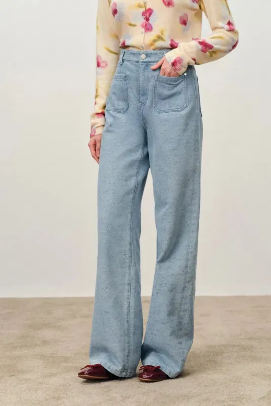 Linna Double Patch Pocket Jeans in Colorful Dot Denim made by Fabrique