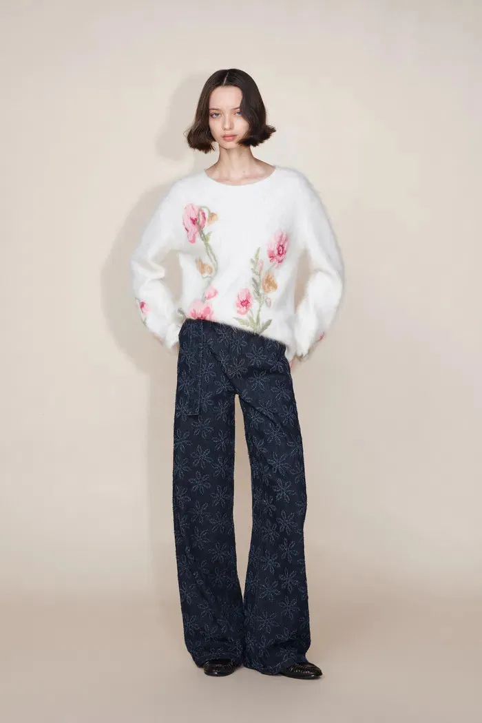 Mia Flora Straight Wide Leg Jeans in Cotton Jacquard Denim sold by Fabrique product image thumbnail 2