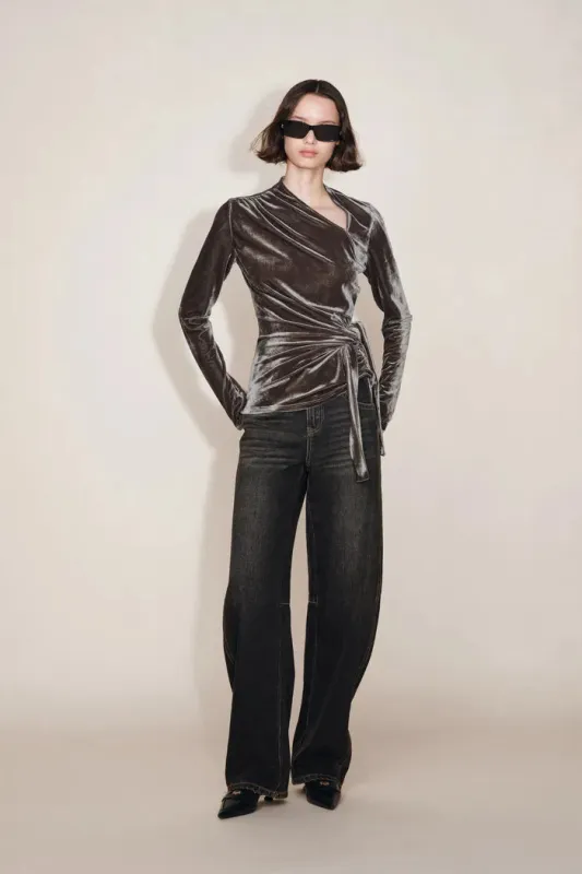 Selene Knot Top in Stretch Velvet sold by Fabrique