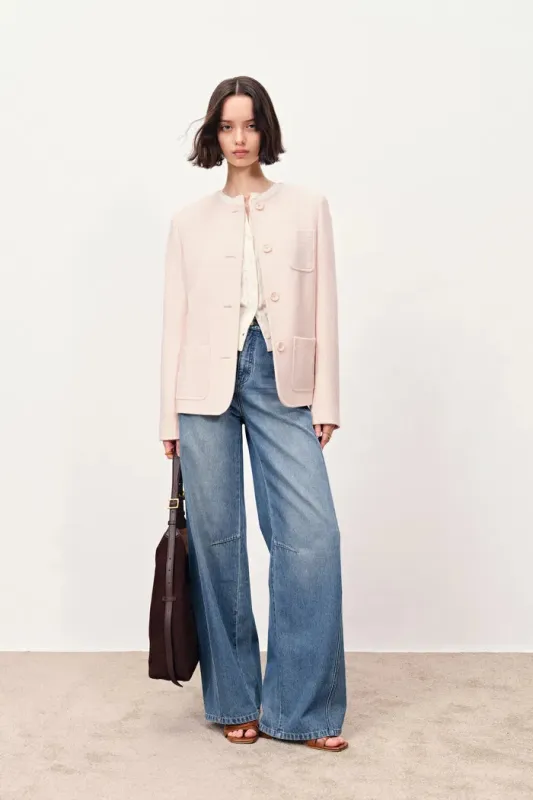 Nassau Rounded Collar Multi Yarn Jacket in Merino Wool sold by Fabrique