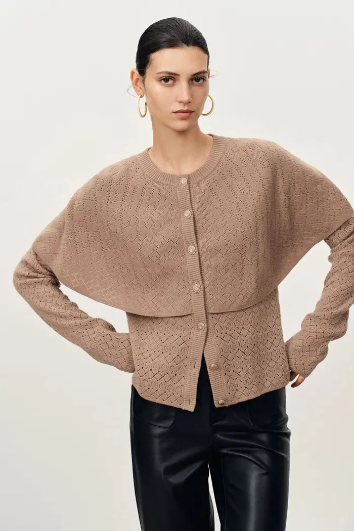 Elen Baroque Buttons Cape Style Cardigan in Wool-Cashmere Blend sold by Fabrique product image thumbnail 4