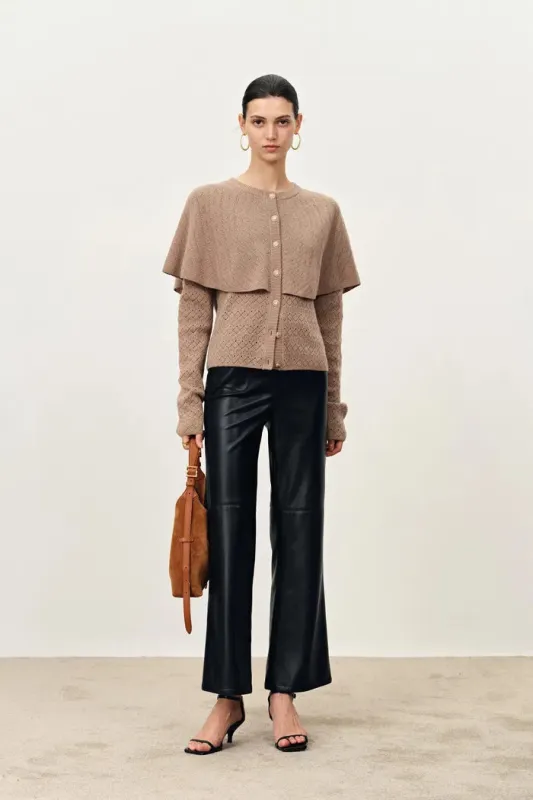 Elen Baroque Buttons Cape Style Cardigan in Wool-Cashmere Blend sold by Fabrique