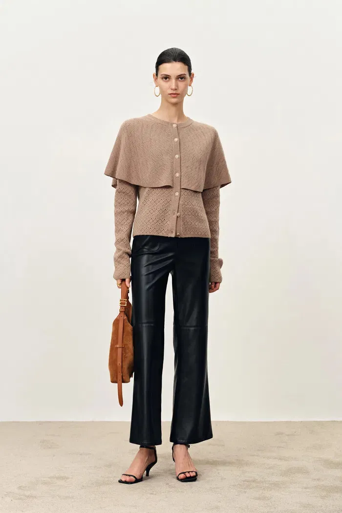 Elen Baroque Buttons Cape Style Cardigan in Wool-Cashmere Blend sold by Fabrique