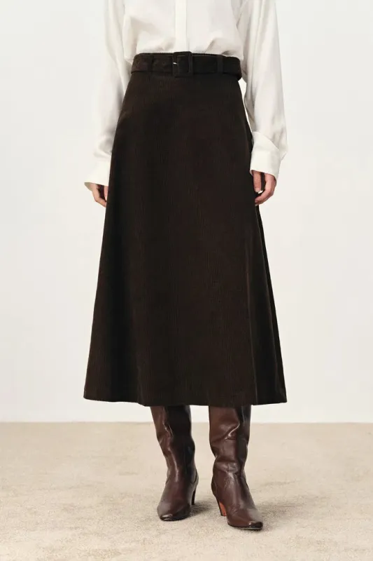 Geraldin Midi Skirt in Cotton Corduroy sold by Fabrique