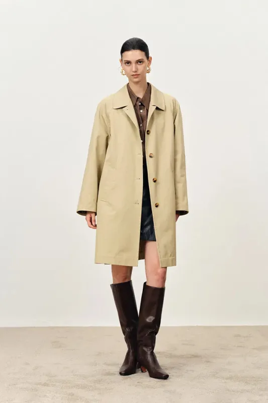 Nereo Checkered Cuff Midi Trench Coat in Lightweight Cotton sold by Fabrique