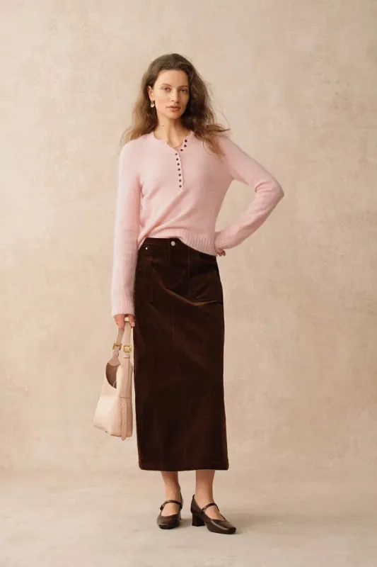 Zeki Henley Neckline Sweater in Wool-Mohair Knit sold by Fabrique