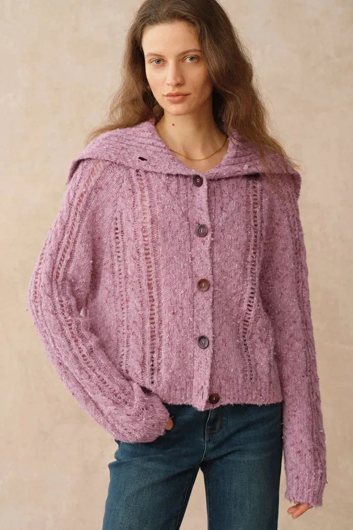 Rosalina Convertible Shawl Collar Cardigan in Merino Wool Cable Knit sold by Fabrique product image thumbnail 5