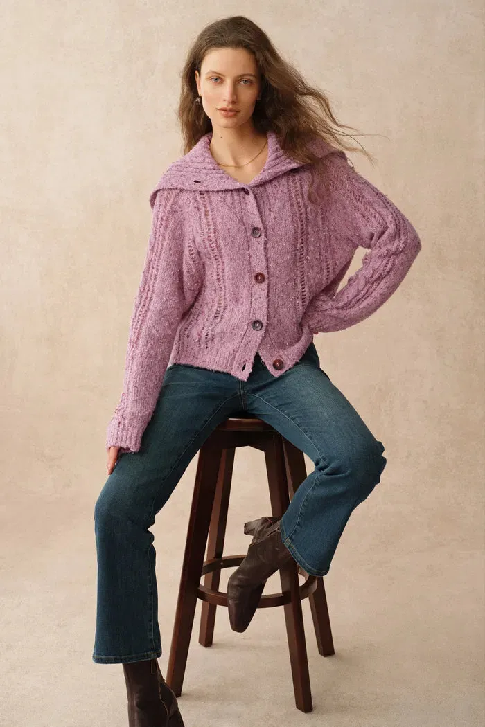 Rosalina Convertible Shawl Collar Cardigan in Merino Wool Cable Knit sold by Fabrique product image thumbnail 2