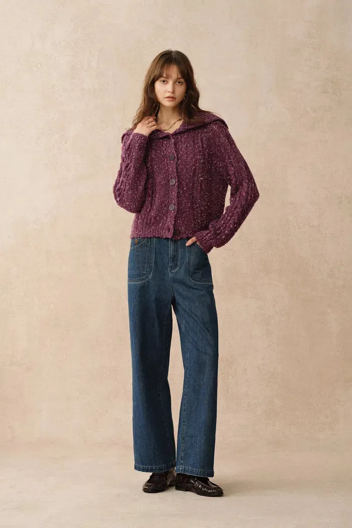 Rosalina Convertible Shawl Collar Cardigan in Merino Wool Cable Knit sold by Fabrique product image thumbnail 4