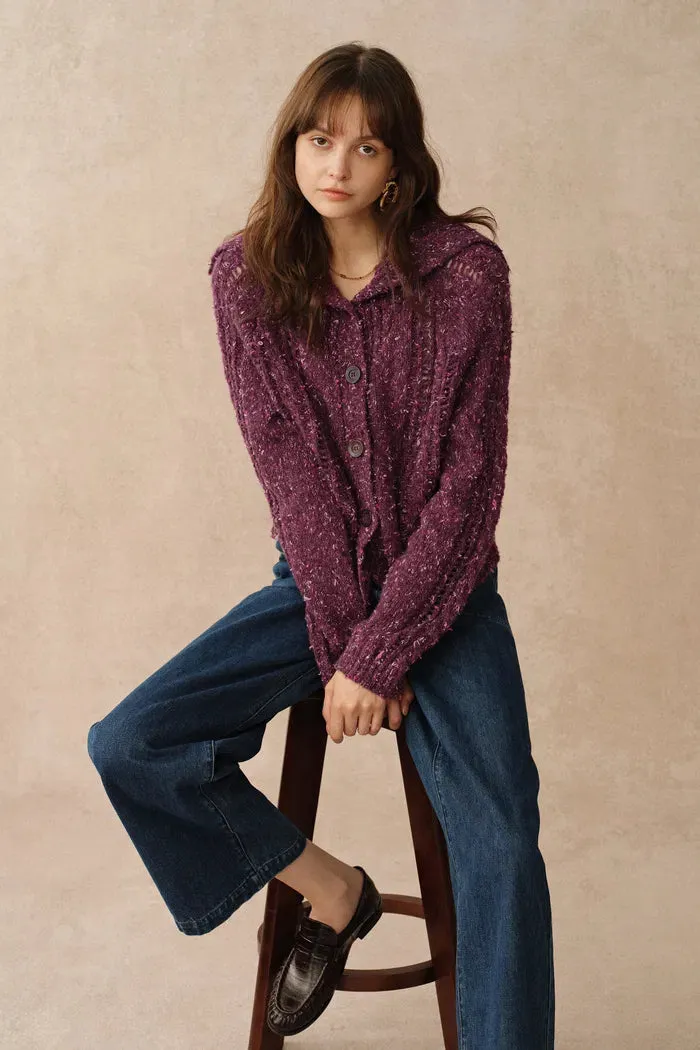 Rosalina Convertible Shawl Collar Cardigan in Merino Wool Cable Knit sold by Fabrique product image thumbnail 5