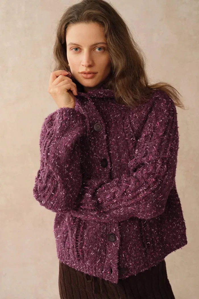 Rosalina Convertible Shawl Collar Cardigan in Merino Wool Cable Knit sold by Fabrique product image thumbnail 2