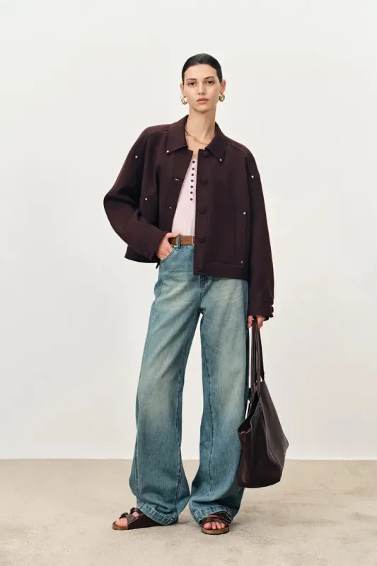 Brianna Hand Sewn Buttonholes Jacket in Merino Wool sold by Fabrique