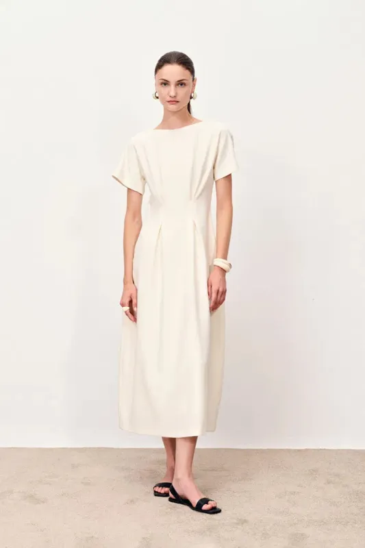 Ebba Boat Neck Dress in Merino Wool Blend sold by Fabrique