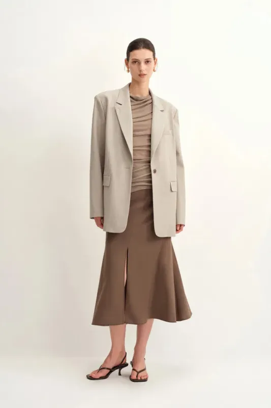 Cori Removable Leather Belt Blazer in Lightweight Wool Blend made by Fabrique