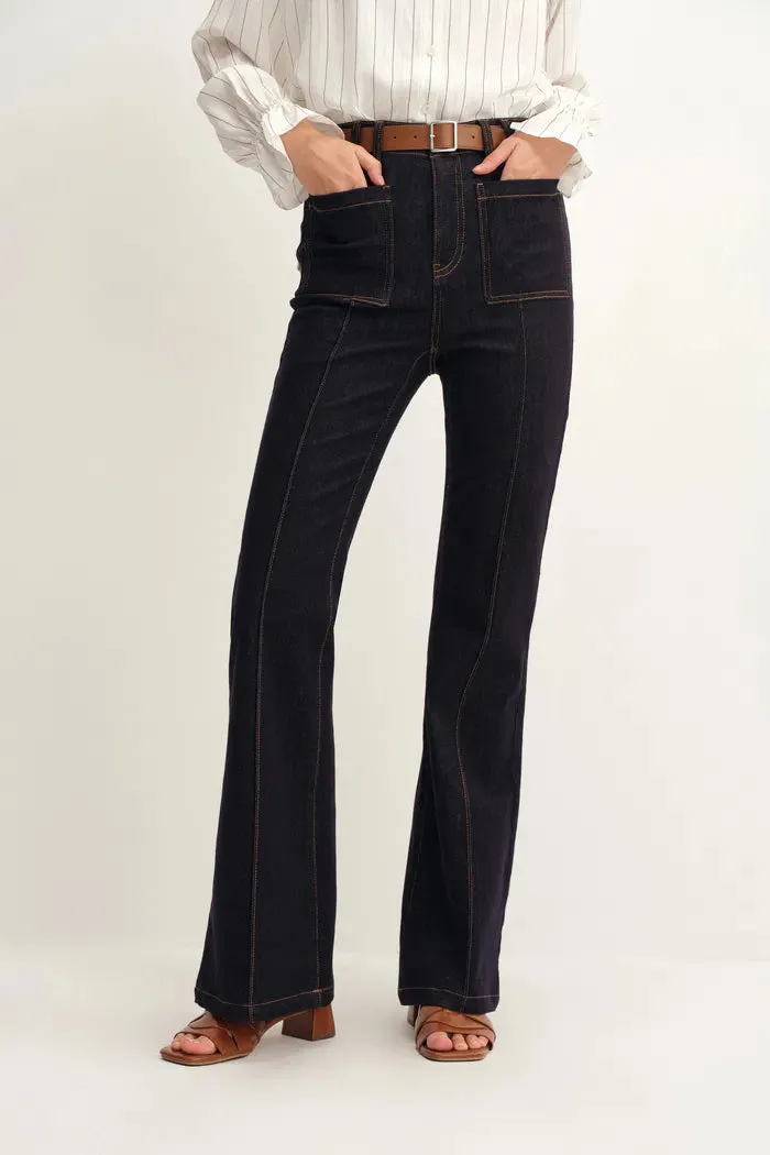 Hutton Micro Flare Bootcut Jeans in Stretch Denim sold by Fabrique