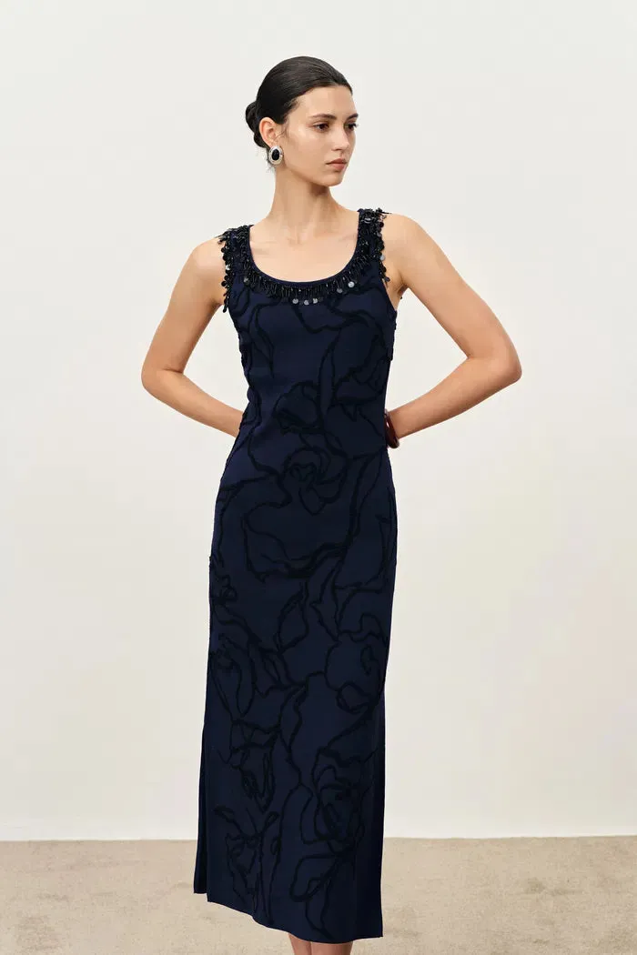 Stella Fringed Sleeveless Midi Dress in Cotton-Elite Yarn Knit sold by Fabrique product image thumbnail 4