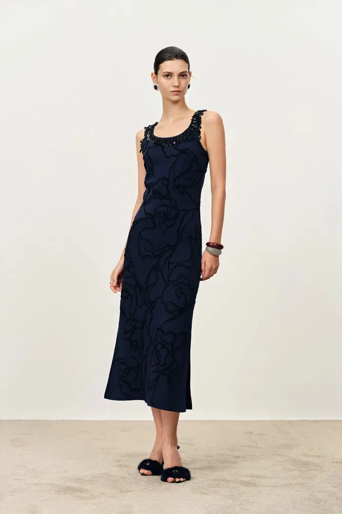 Stella Fringed Sleeveless Midi Dress in Cotton-Elite Yarn Knit sold by Fabrique