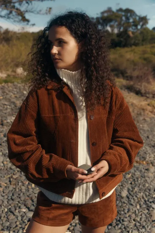 Aaliyah Dropped Shoulder Jacket in Corduroy Cotton sold by Fabrique