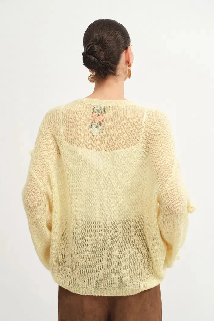 Sally Hand Crochet 3D Floral Camellia Sweater in Mohair Blend sold by Fabrique product image thumbnail 5