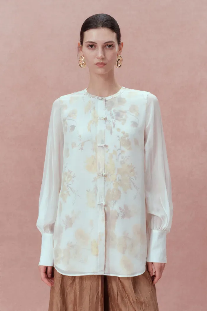 Aniyah Hand Painted Poppies Blouse in Double-Layer Silk sold by Fabrique product image thumbnail 4