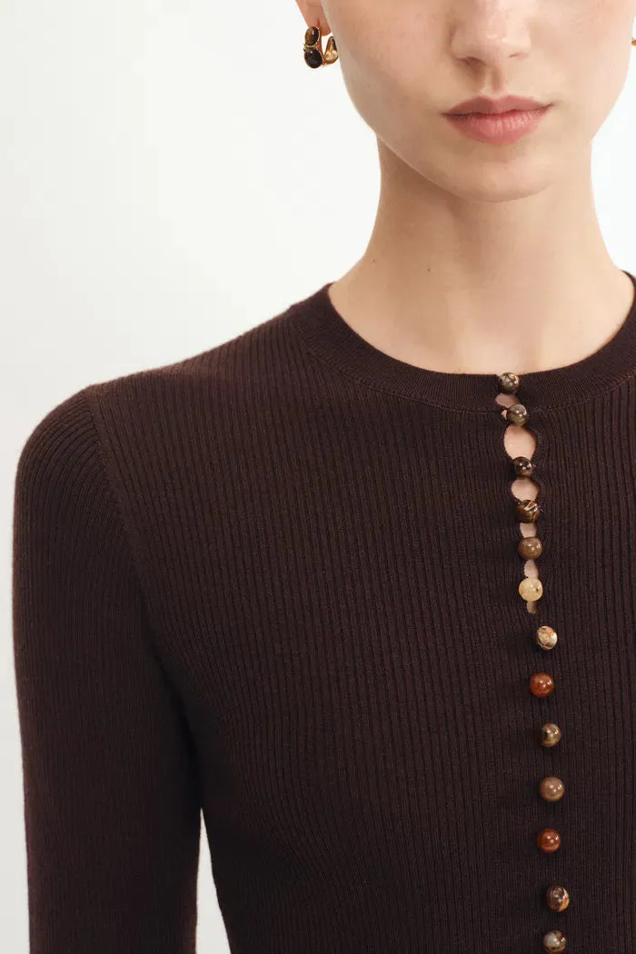 Kaia Hand Sewn Buttons Fitted Top in Merino Wool Knit sold by Fabrique product image thumbnail 5