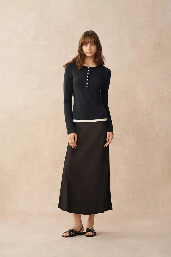 Tia Layered Look Long Sleeve T Shirt in Tencel-Merino Knit sold by Fabrique product image thumbnail 3