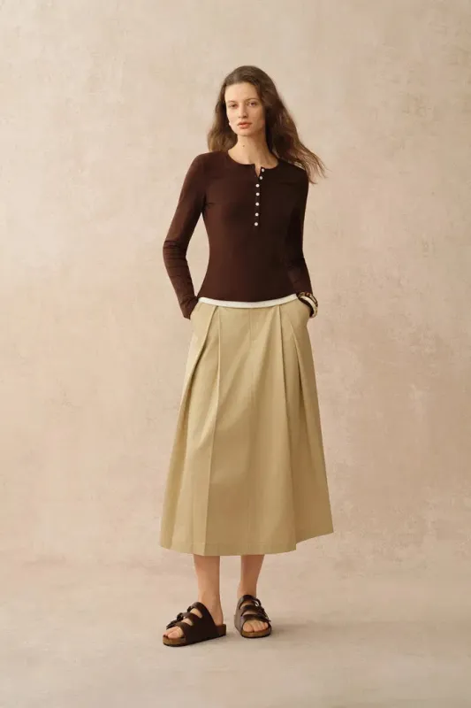 Tia Layered Look Long Sleeve T Shirt in Tencel-Merino Knit sold by Fabrique
