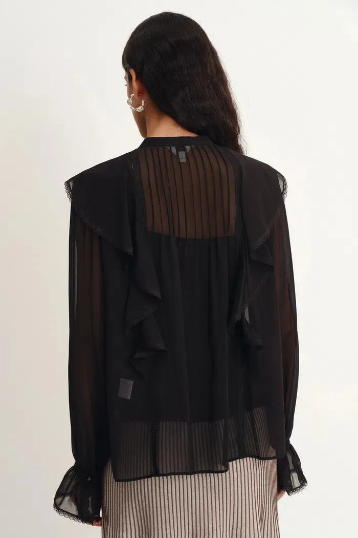 Lea Ruffled Pleated Shirt in Silk Georgette sold by Fabrique product image thumbnail 4