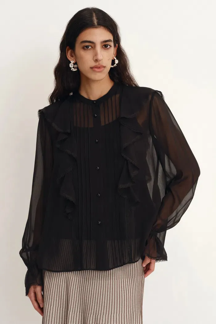 Lea Ruffled Pleated Shirt in Silk Georgette sold by Fabrique product image thumbnail 2
