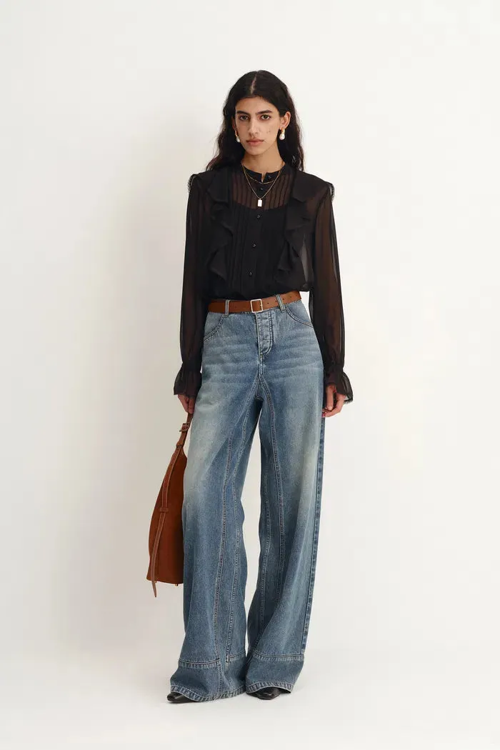 Lea Ruffled Pleated Shirt in Silk Georgette sold by Fabrique product image thumbnail 3