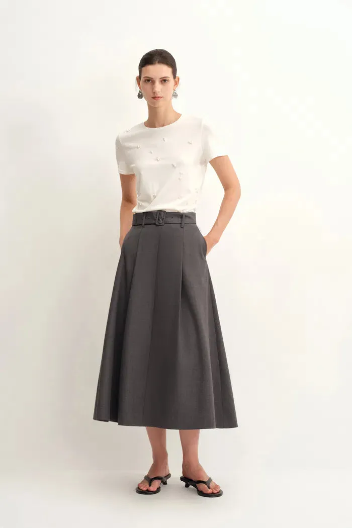 Rachel Pleated Long Skirt in Fine Wool Blend sold by Fabrique product image thumbnail 2