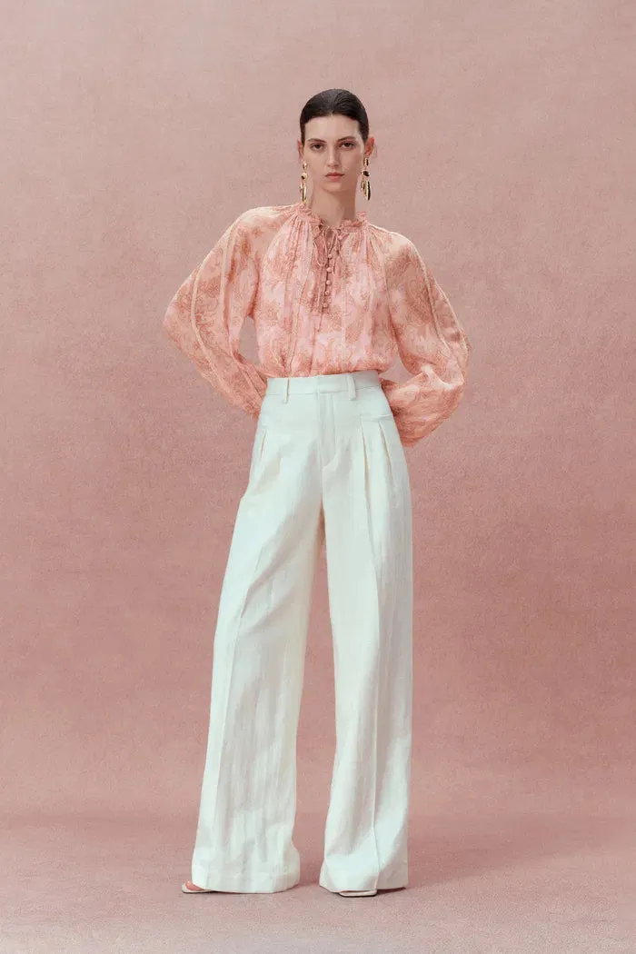 Xyla Semi Sheer Blouse in Silk Crepe with Paisley sold by Fabrique