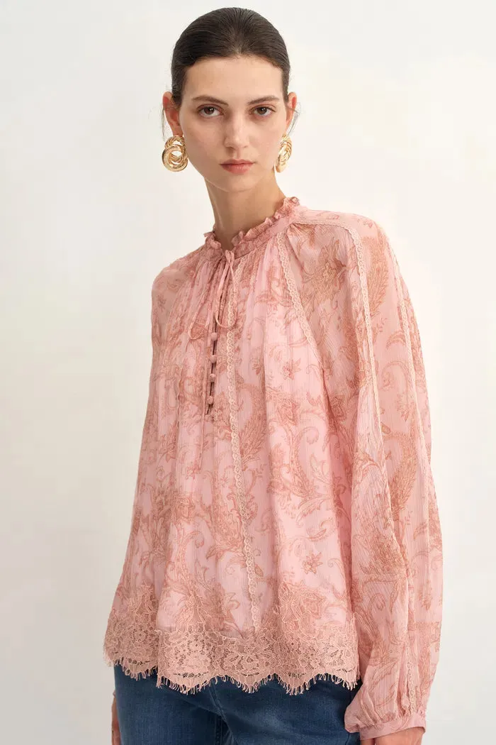 Xyla Semi Sheer Blouse in Silk Crepe with Paisley sold by Fabrique product image thumbnail 5