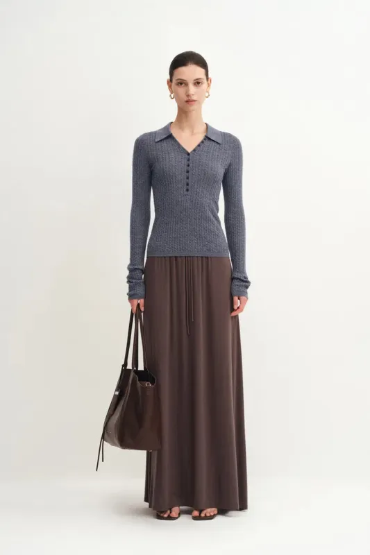 Anna Henley Long Sleeve Top in Merino Wool Knit sold by Fabrique