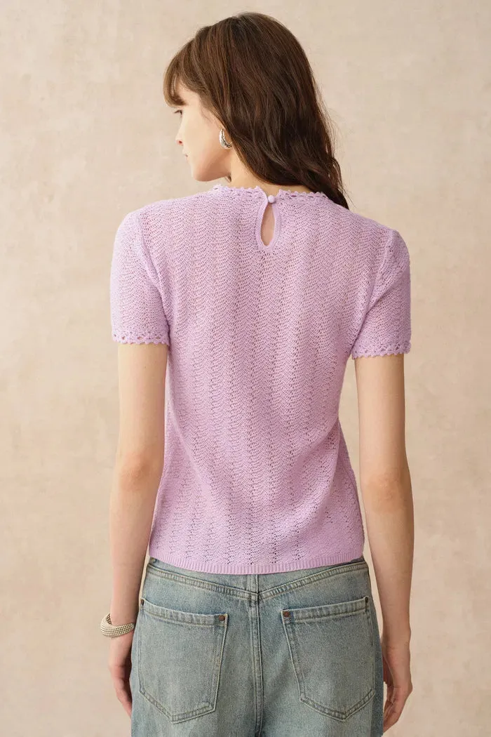 Lowell Open Knit Short Sleeve Top sold by Fabrique product image thumbnail 4