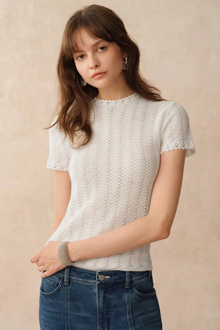 Lowell Open Knit Crew Neck Top in Australian Merino Wool sold by Fabrique product image thumbnail 3