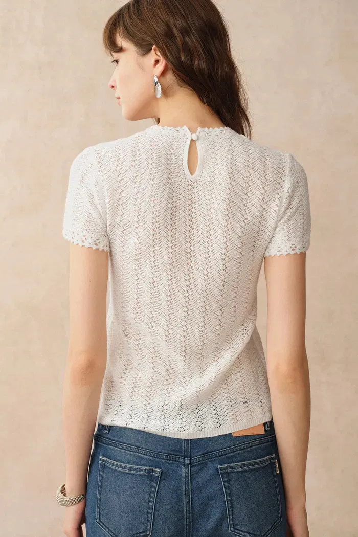 Lowell Open Knit Crew Neck Top in Australian Merino Wool sold by Fabrique product image thumbnail 4