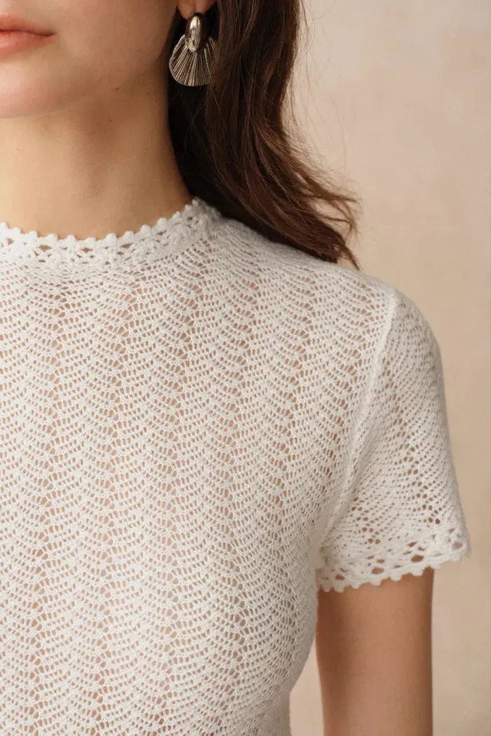 Lowell Open Knit Crew Neck Top in Australian Merino Wool sold by Fabrique product image thumbnail 5