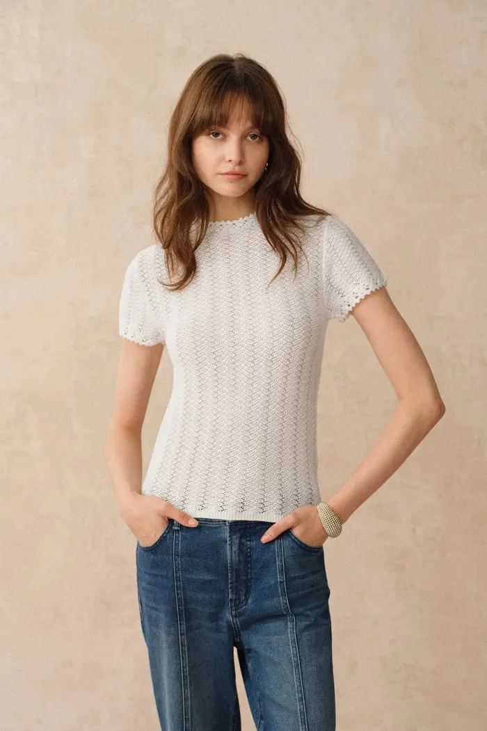 Lowell Open Knit Crew Neck Top in Australian Merino Wool sold by Fabrique product image thumbnail 2
