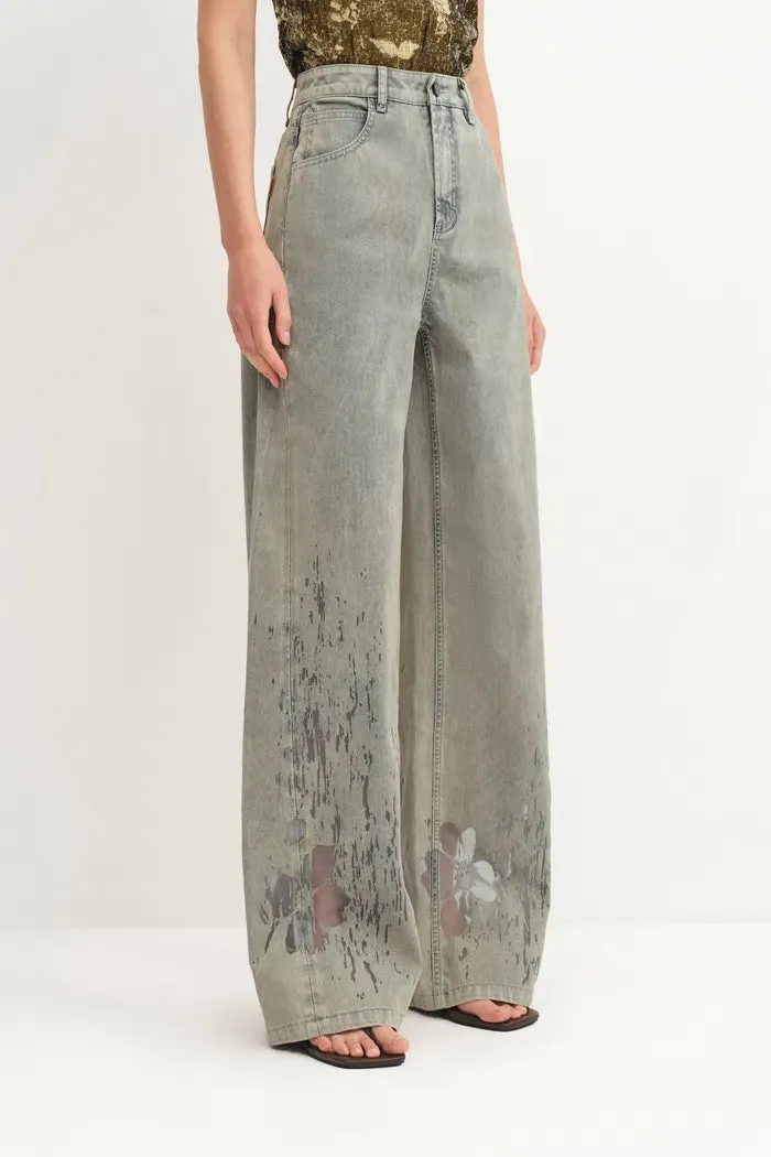 Thalia Devoré Jeans in Composite Denim sold by Fabrique